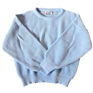 Vintage R.J. Pumpkin Light Blue Chunky Ribbed Knit Loose-Fit Sweater